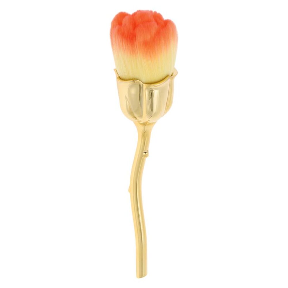 Makeup Flower Shape Powder Brush Gold Tone Yellow